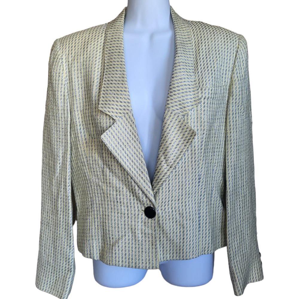 Vintage Michelle Stuart Women's Size 10 Striped Yellow Black Blazer